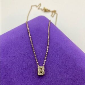 💛 Classic Gold Plated CZ Initial 'B' Necklace